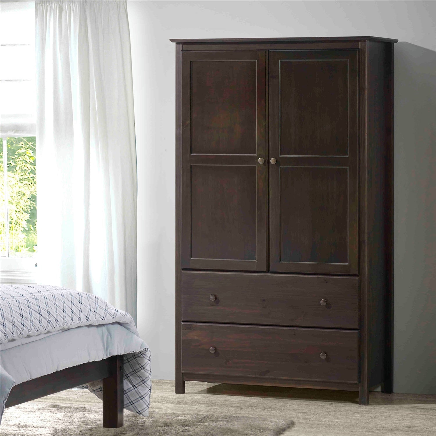 Solid Wood Armoire With Hanging Bar | Durable Storage For Everyday Use by HomePacific