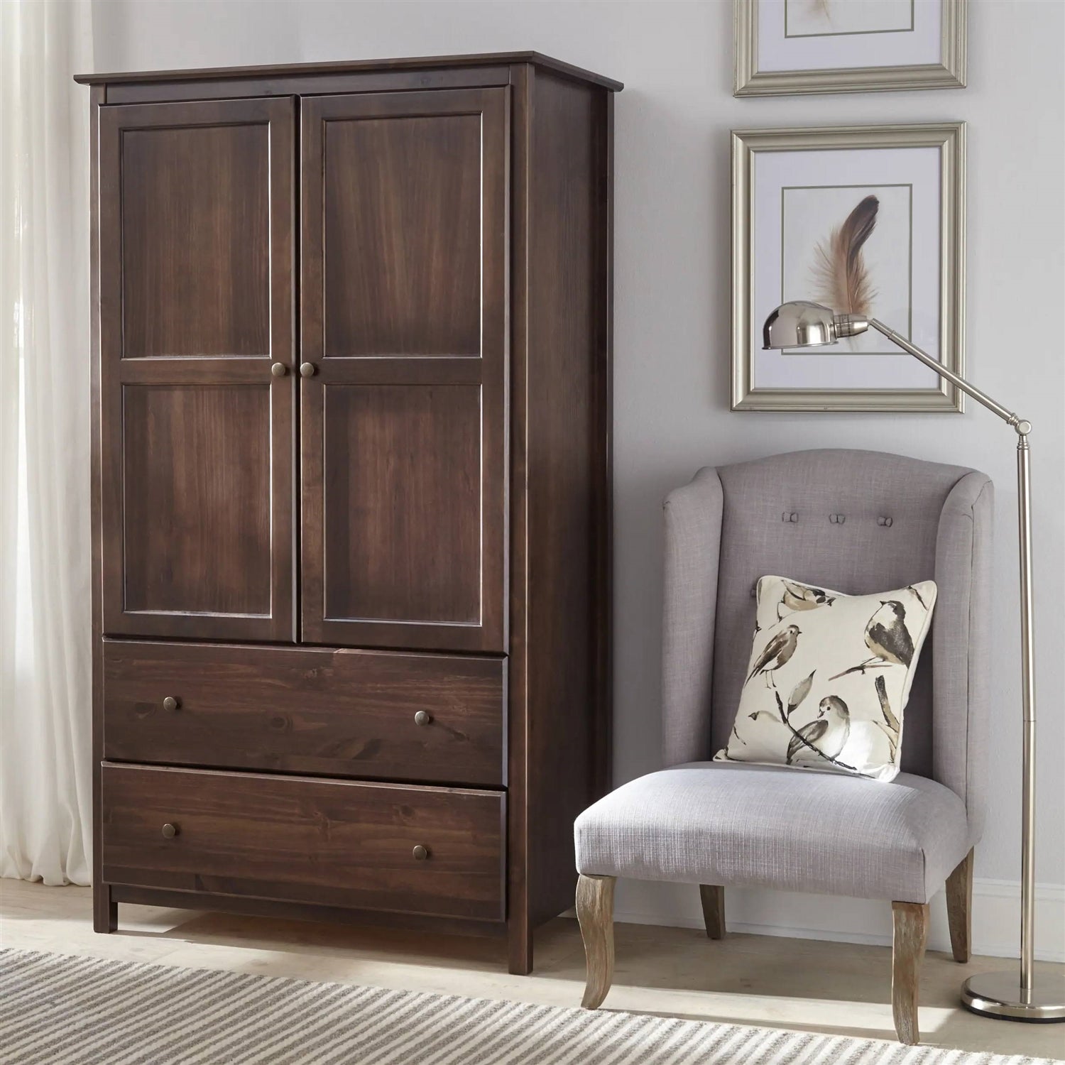 Solid Wood Armoire With Hanging Bar | Durable Storage For Everyday Use by HomePacific