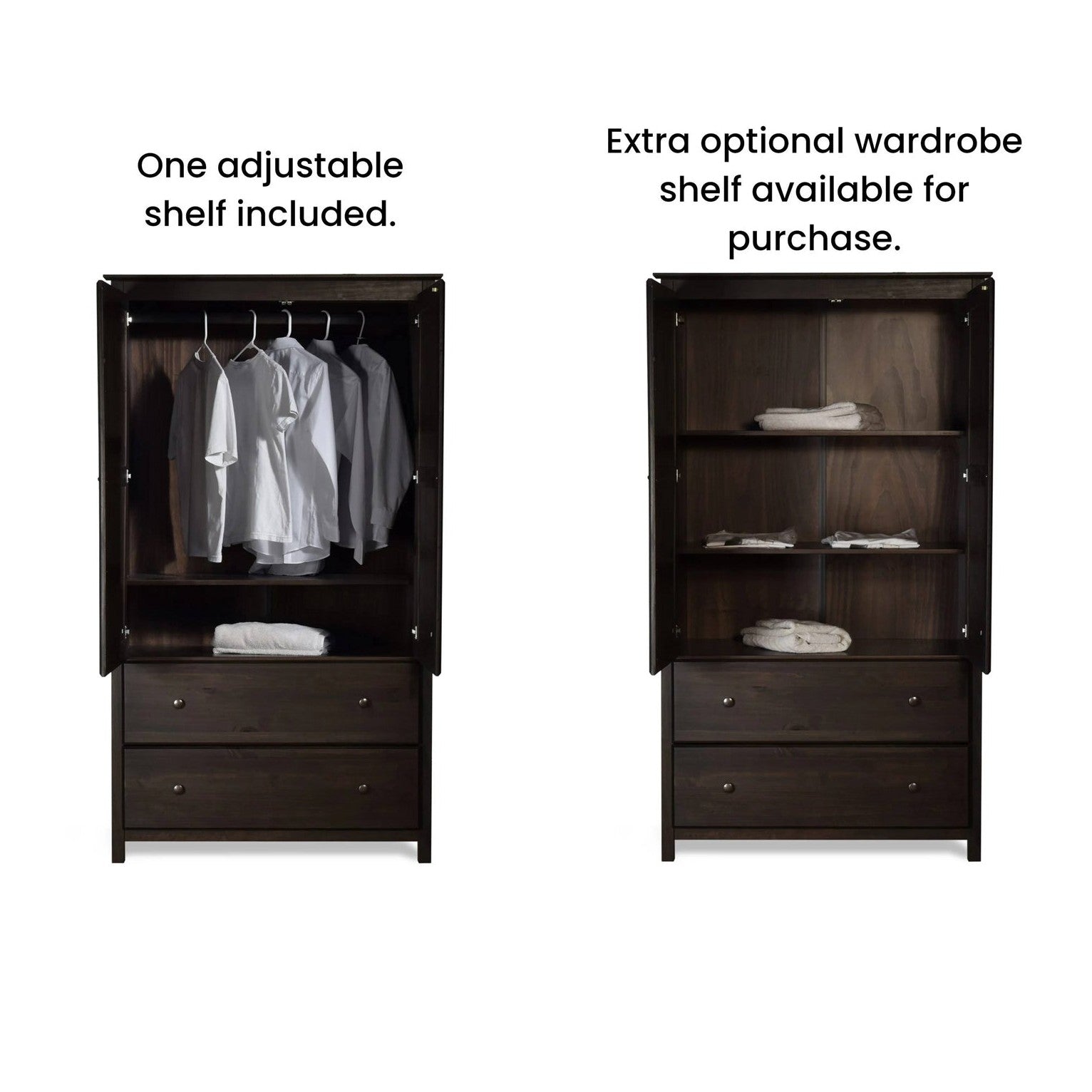 Solid Wood Armoire With Hanging Bar | Durable Storage For Everyday Use by HomePacific
