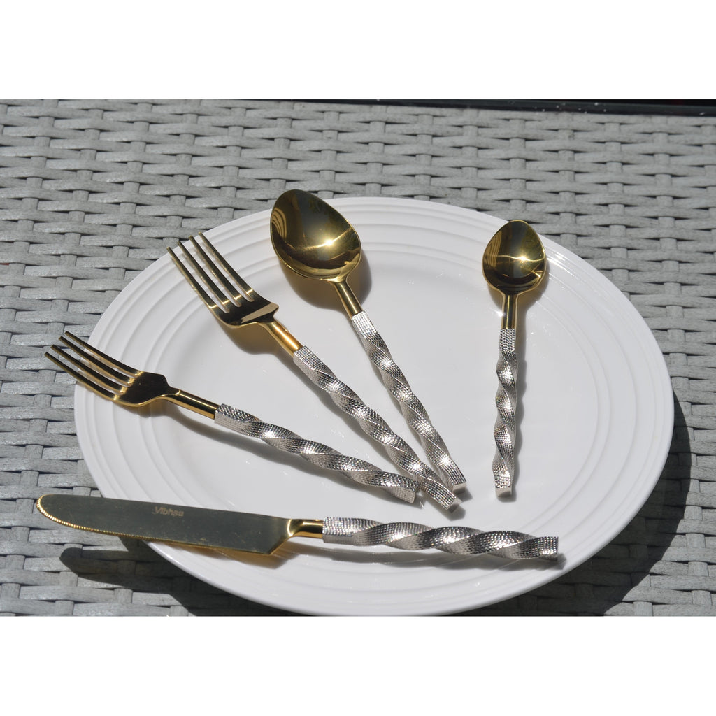 Brushed Stainless Flatware Twisted Elegance | Vibhsa