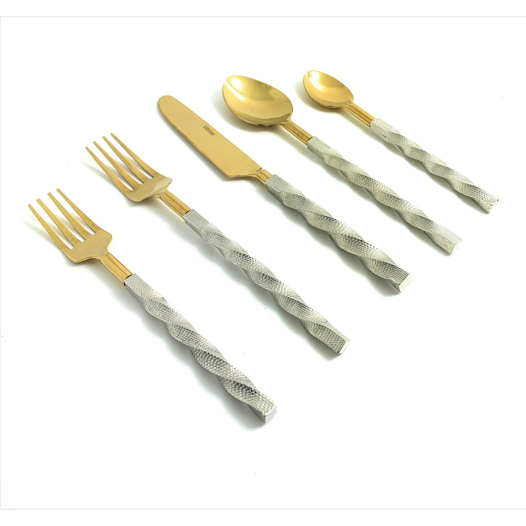 Brushed Stainless Flatware Twisted Elegance | Vibhsa