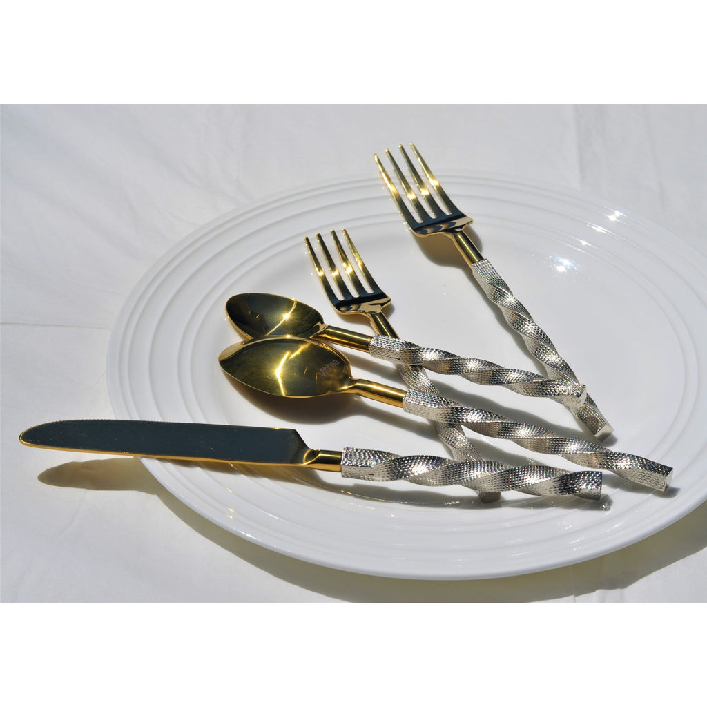 Brushed Stainless Flatware Twisted Elegance | Vibhsa