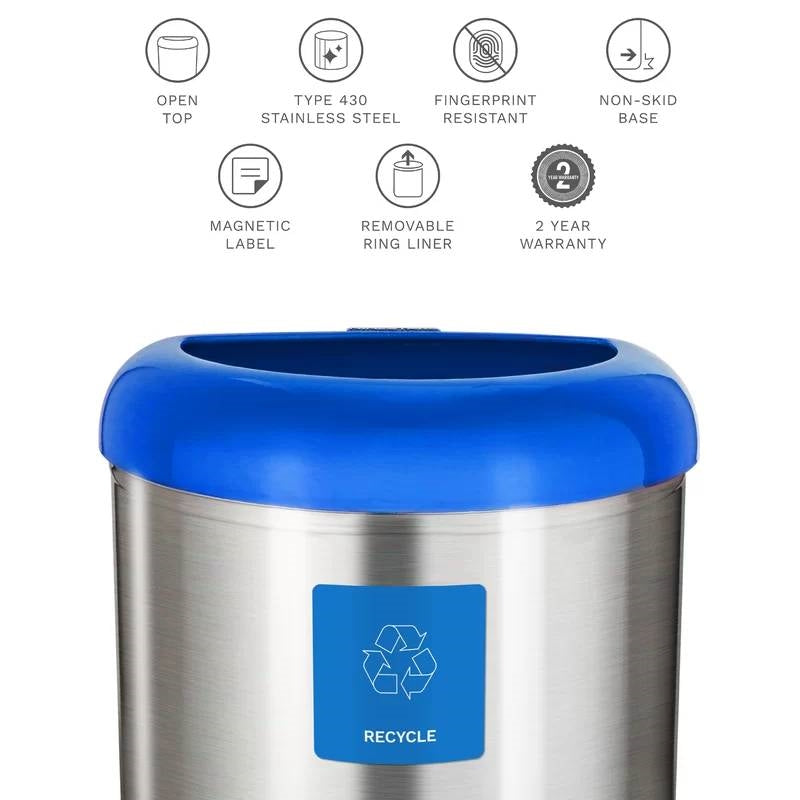 Brushed Stainless Steel Kitchen Trash Can | HomePacific