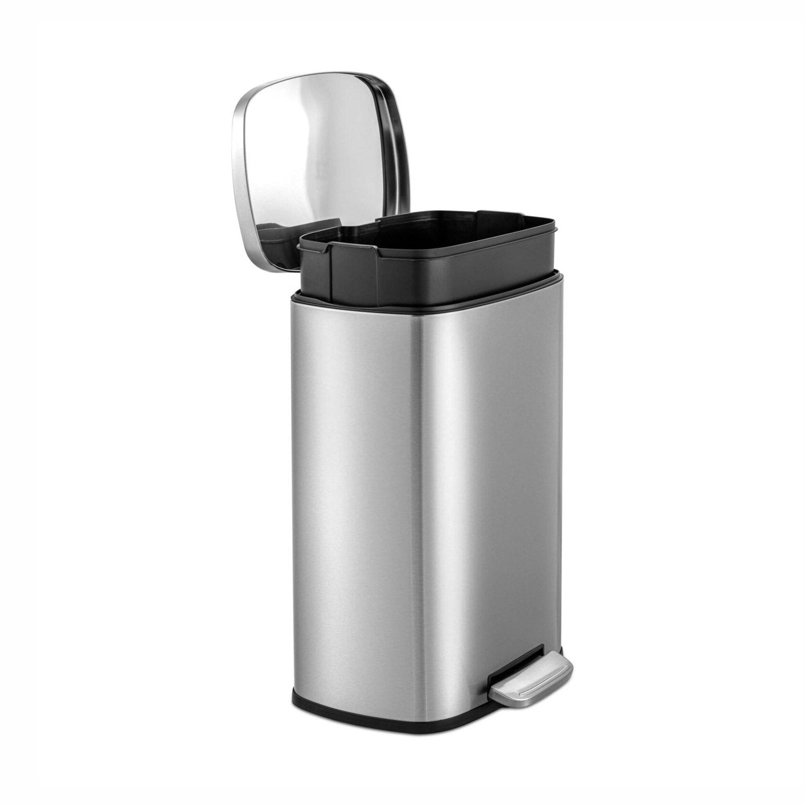 Brushed Stainless Steel Kitchen Trash Can With Step Lid by HomePacific
