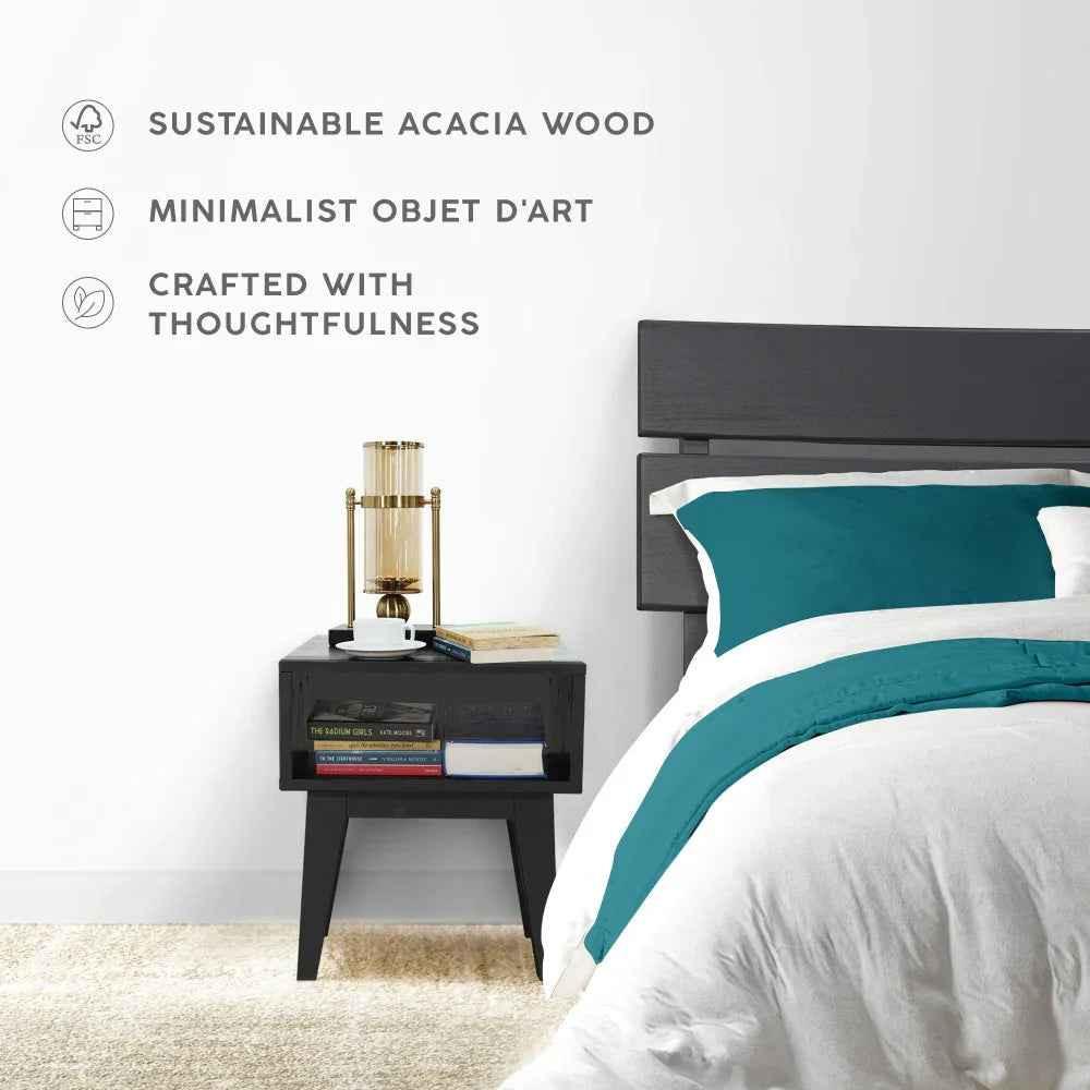 [Buy 1 Get 1] Aurora Solid Wood Bed Frame & Nightstand