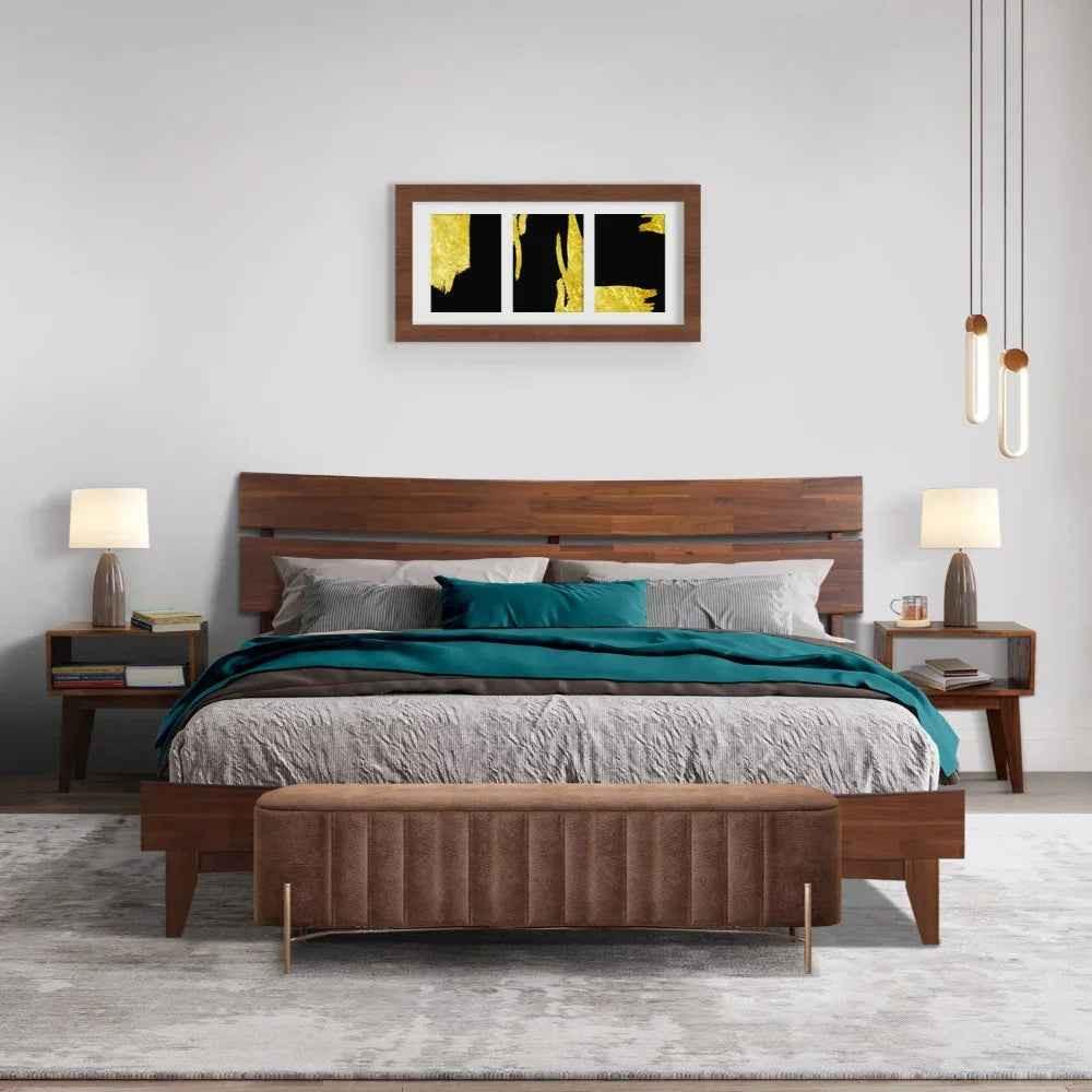 [Buy 1 Get 1] Aurora Solid Wood Bed Frame & Nightstand