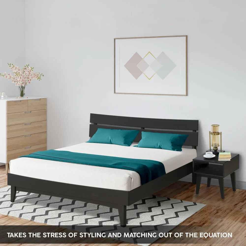 [Buy 1 Get 1] Aurora Solid Wood Bed Frame & Nightstand