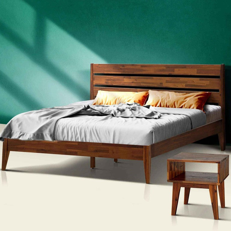 [Buy 1 Get 1] Emery Solid Wood Bed Frame & Nightstand