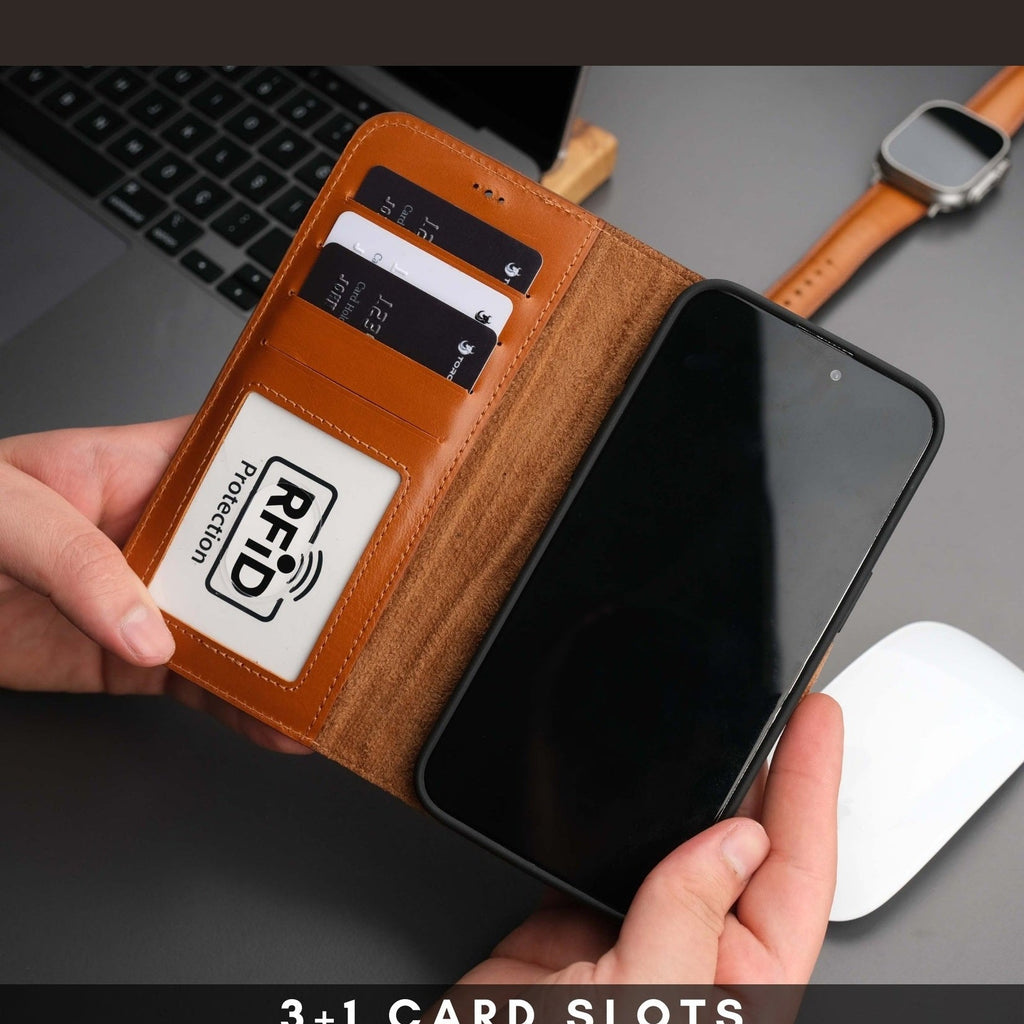 Casper Leather iPhone 15 Pro Max Wallet Case | Detachable MagSafe Compatible RFID Protection