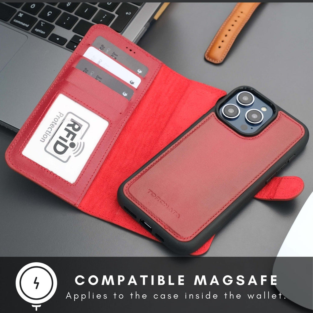 Casper Leather iPhone 15 Pro Max Wallet Case | Detachable MagSafe Compatible RFID Protection