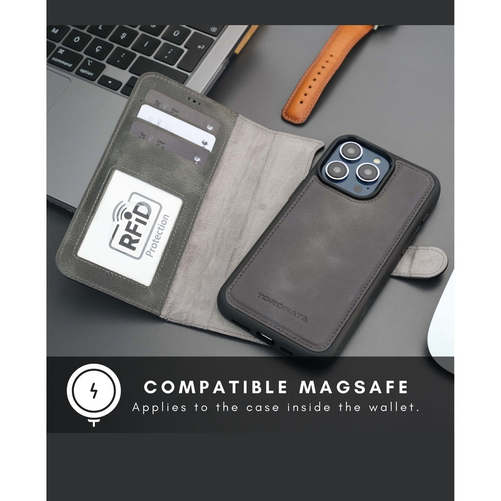 Casper Leather iPhone 15 Pro Max Wallet Case | Detachable MagSafe Compatible RFID Protection