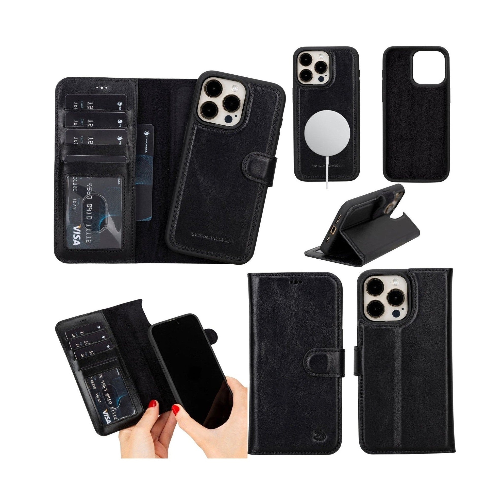Casper Leather iPhone 15 Pro Wallet Case | Detachable MagSafe Compatible RFID Protection