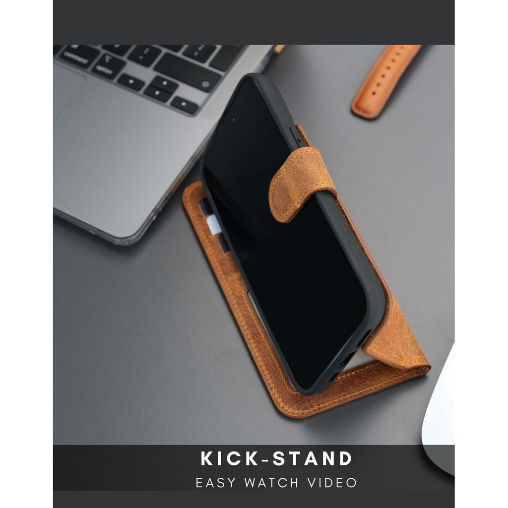 Casper Leather iPhone 15 Pro Wallet Case | Detachable MagSafe Compatible RFID Protection