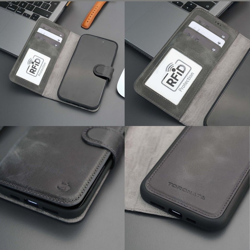 Casper Leather iPhone 15 Pro Wallet Case | Detachable MagSafe Compatible RFID Protection
