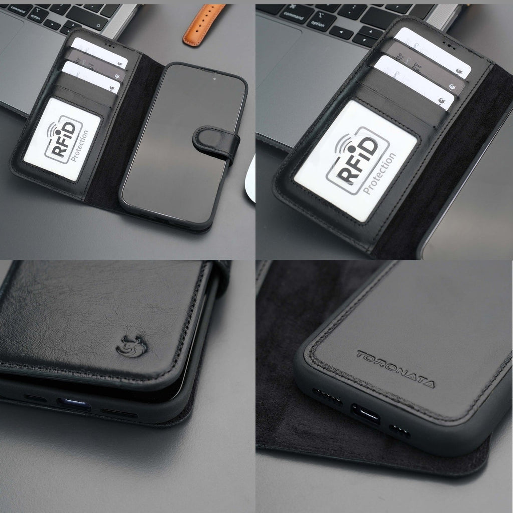 Casper Leather iPhone 15 Pro Wallet Case | Detachable MagSafe Compatible RFID Protection