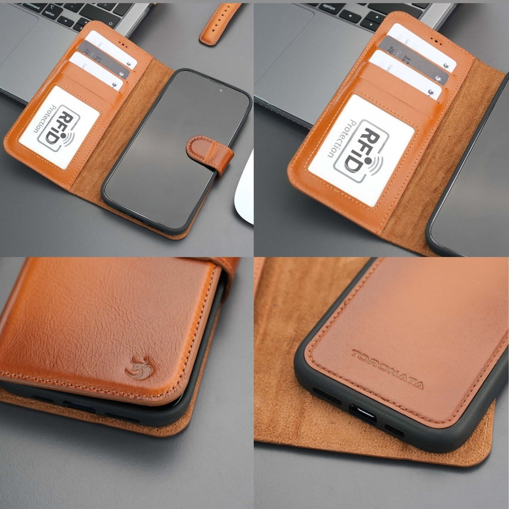 Casper Leather iPhone 15 Pro Wallet Case | Detachable MagSafe Compatible RFID Protection