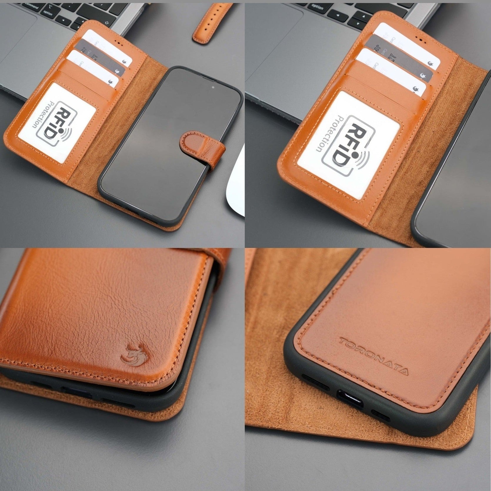 Casper Leather iPhone 15 Pro Wallet Case | Detachable MagSafe Compatible RFID Protection