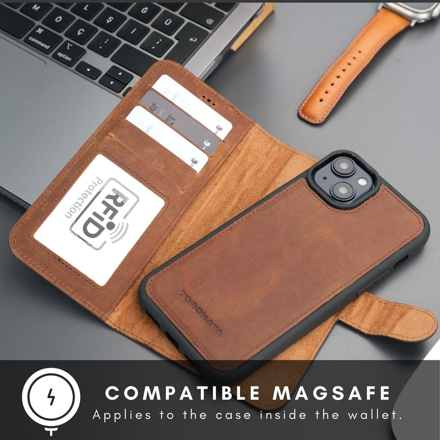 Casper iPhone 16 Plus Wallet Case Leather MagSafe
