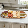 Charcuterie / Serving Tray w/ 4 Triangular Ceramic Bowls