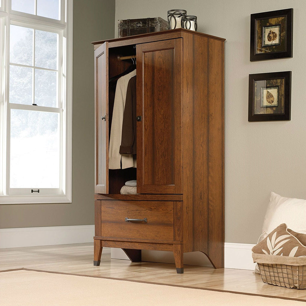 Cherry Wood Wardrobe Armoire | Includes Garment Rod by HomePacific
