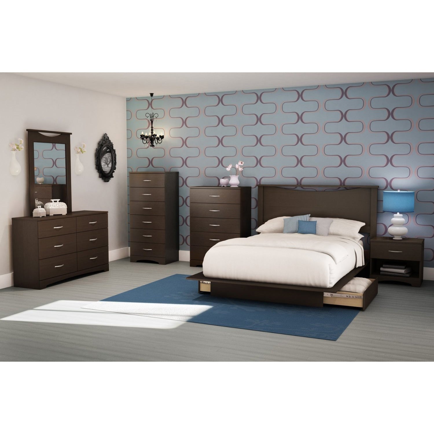 Chocolate Finish Bedroom Chest 5-Drawer | Eco Friendly CARB Compliant Panels by HomePacific