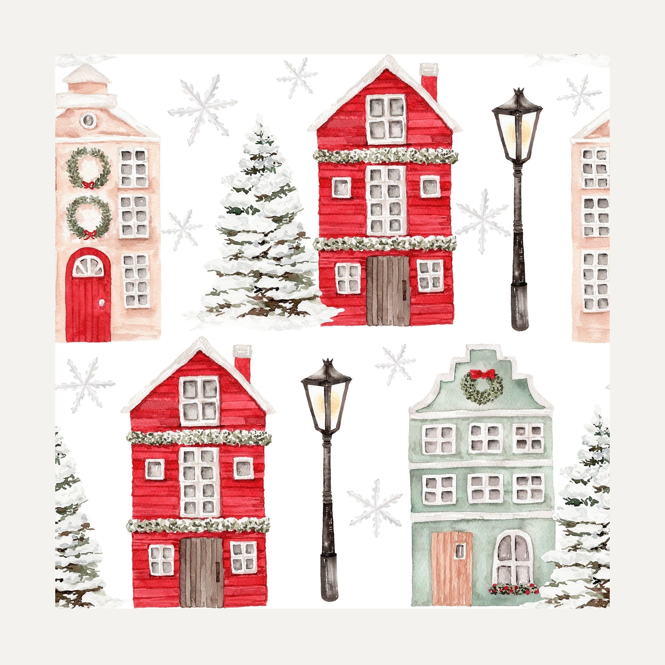 Christmas Cottages (Reusable Gift Bag Set)