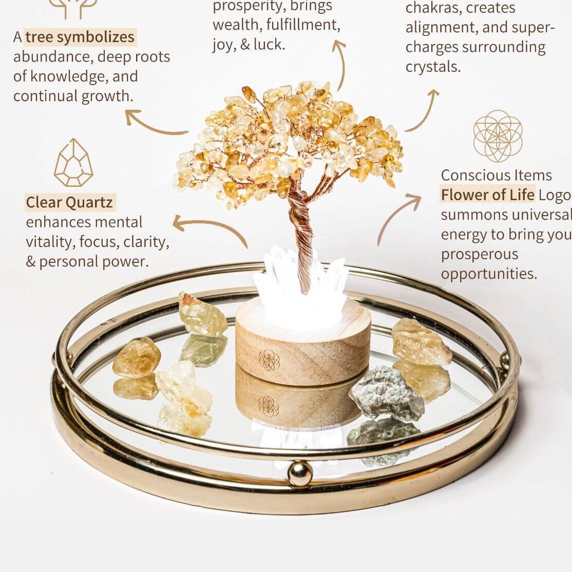 Citrine Quartz Tree Lamp Aura Glow | Conscious Items