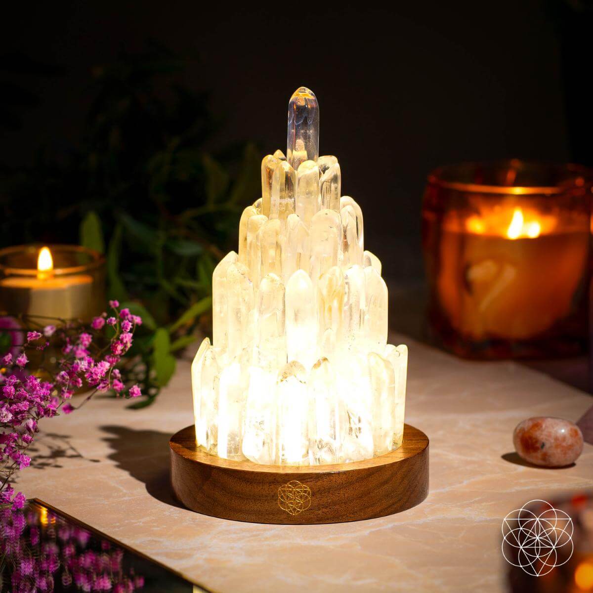 Clear Quartz Crystal Ambient Tower Lamp | Conscious Items