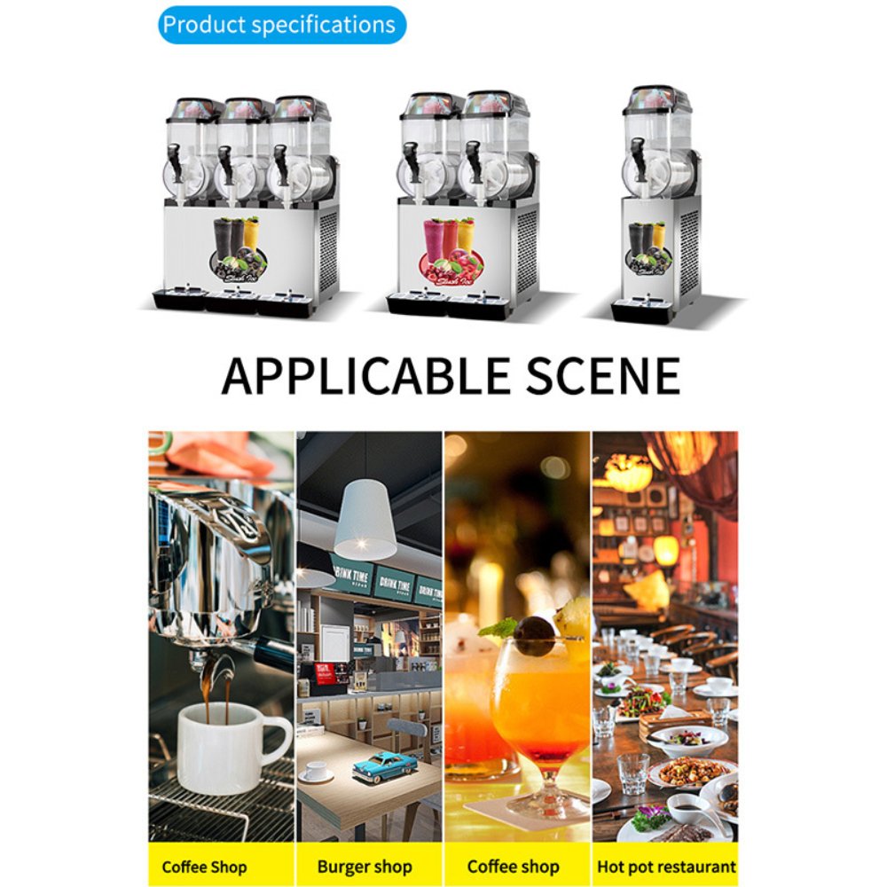 Premium Commercial Stainless Steel Slushy Machine With Triple Tank Advance Cooling, 45L (SAK52258) by SAKSBY WHOLESALE