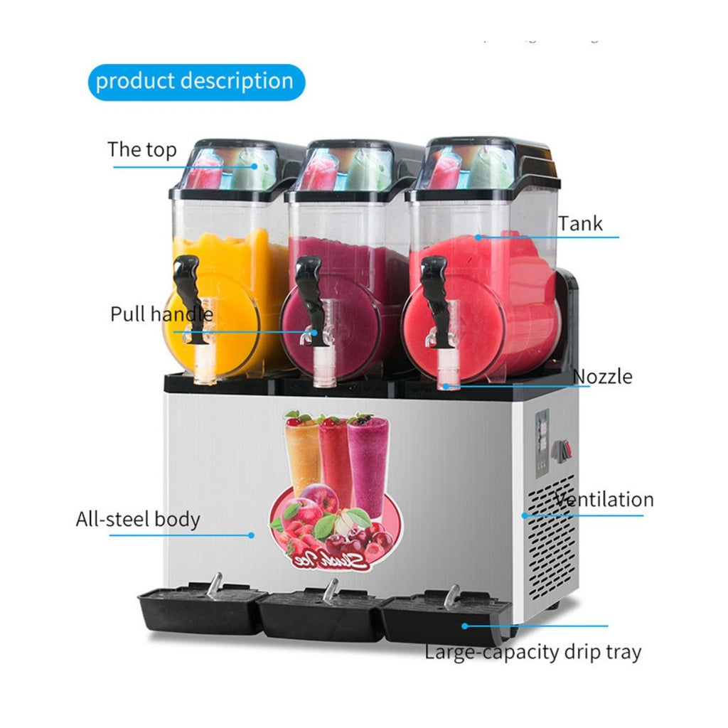 Premium Commercial Stainless Steel Slushy Machine With Triple Tank Advance Cooling, 45L (SAK52258) by SAKSBY WHOLESALE