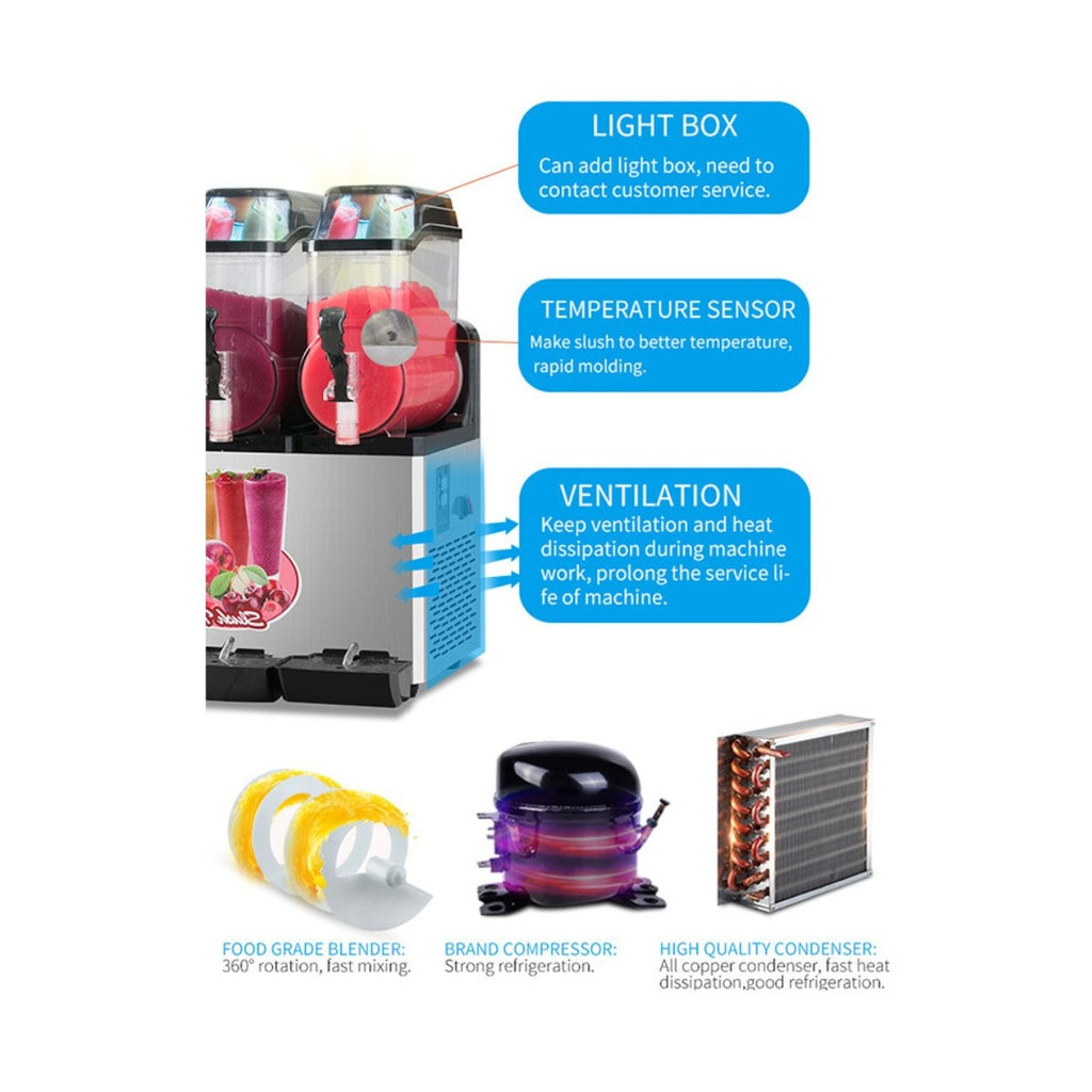 Premium Commercial Stainless Steel Slushy Machine With Triple Tank Advance Cooling, 45L (SAK52258) by SAKSBY WHOLESALE