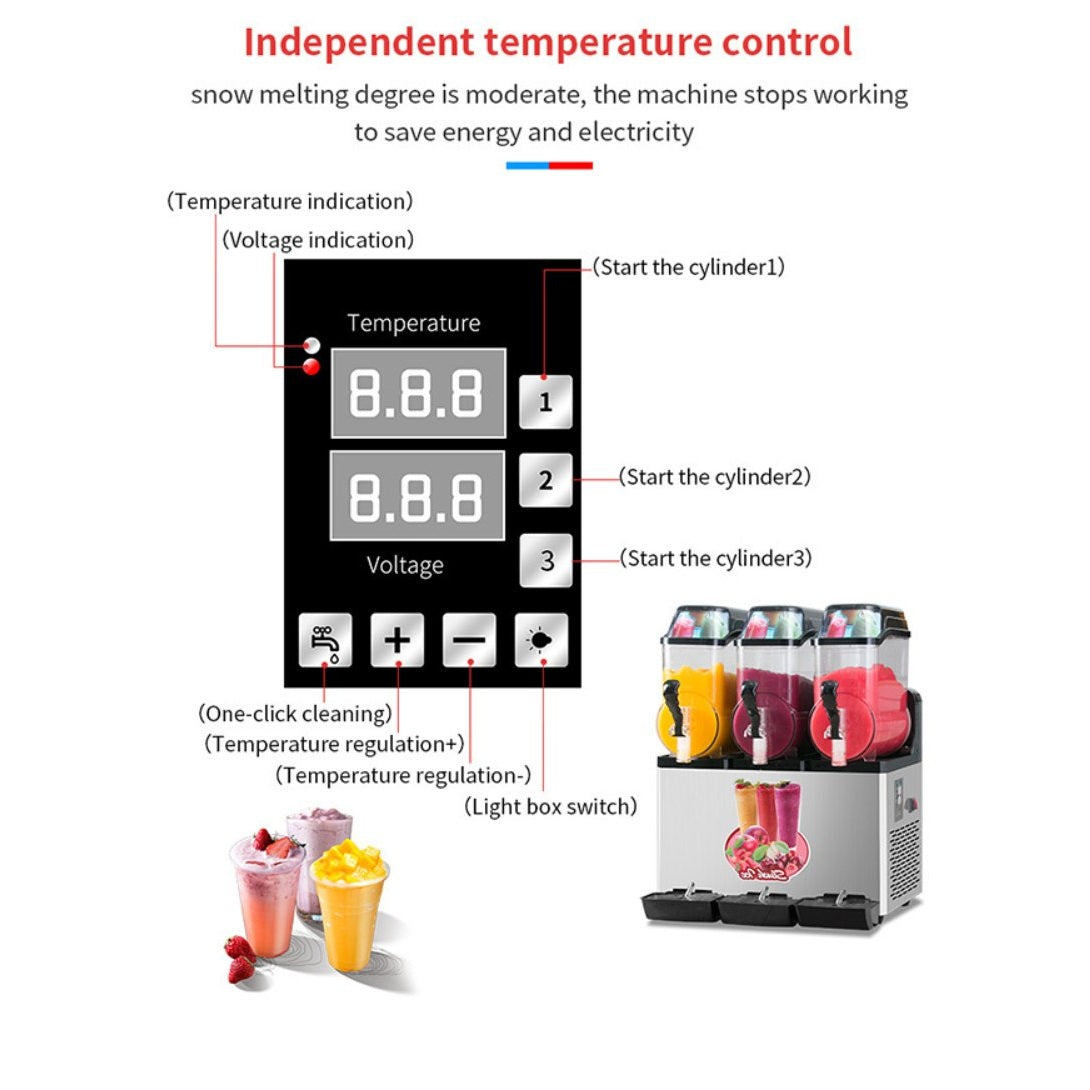 Premium Commercial Stainless Steel Slushy Machine With Triple Tank Advance Cooling, 45L (SAK52258) by SAKSBY WHOLESALE