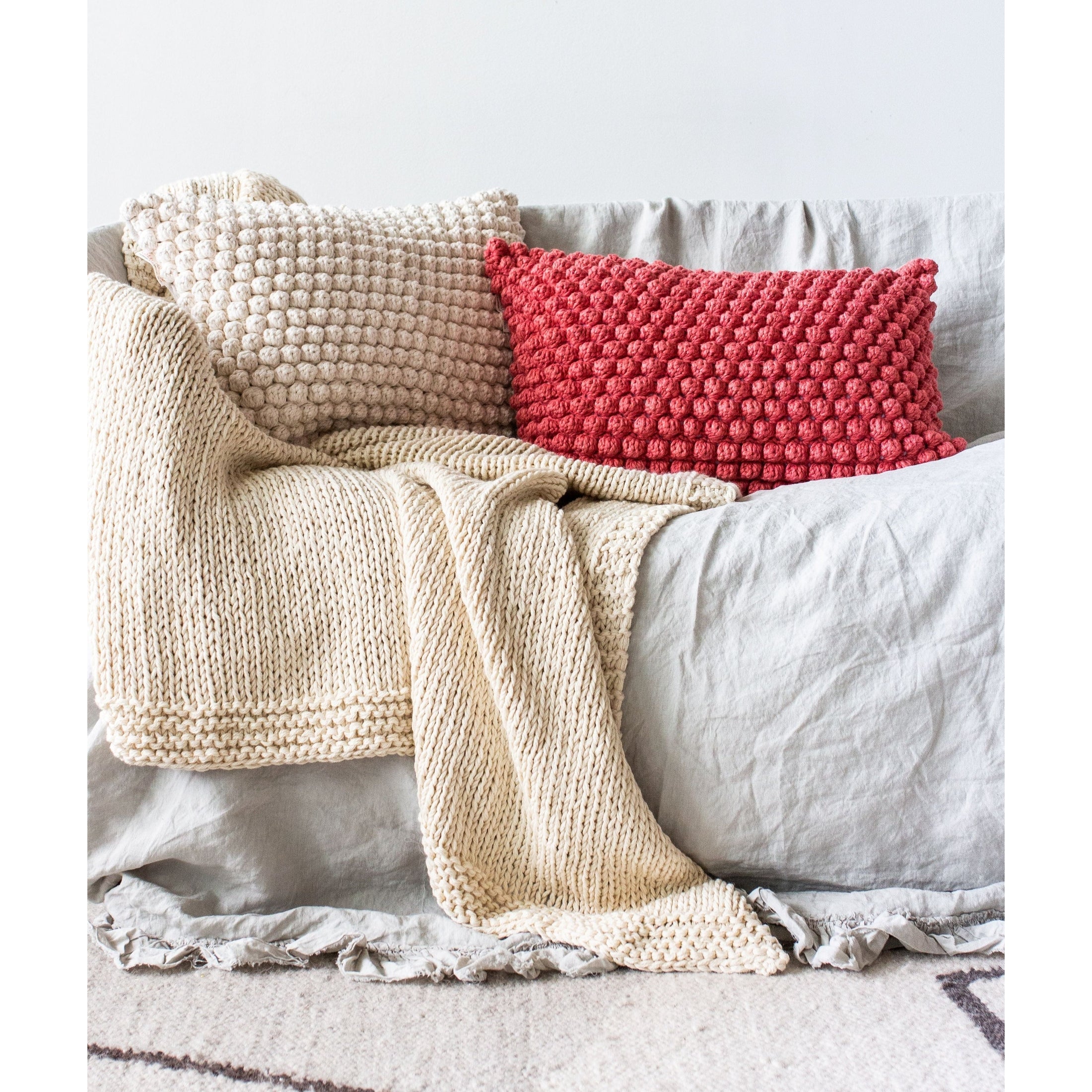 Cotton Bobbles Textured Throw Pillow