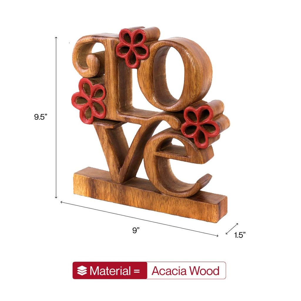 Crimson Heart – Hand Carved Wooden Sculpture, Handmade Decorative Home Art
