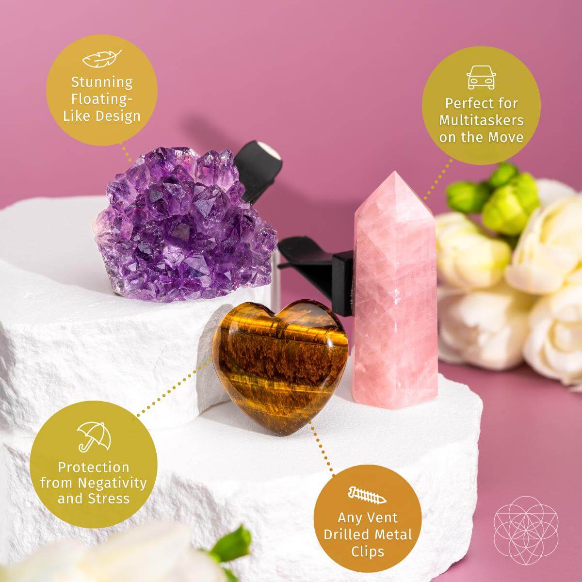 Crystal Quartz Car Kit Set Deluxe | Conscious Items