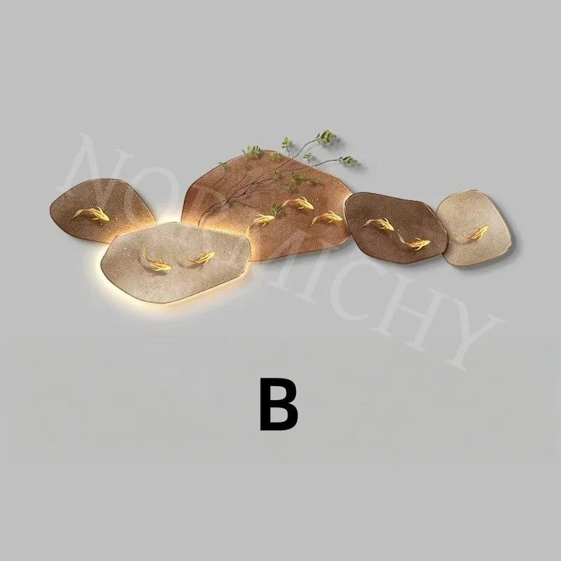 Crystal WallMounted Lamp 3D Nine Fish | Dlight Decor