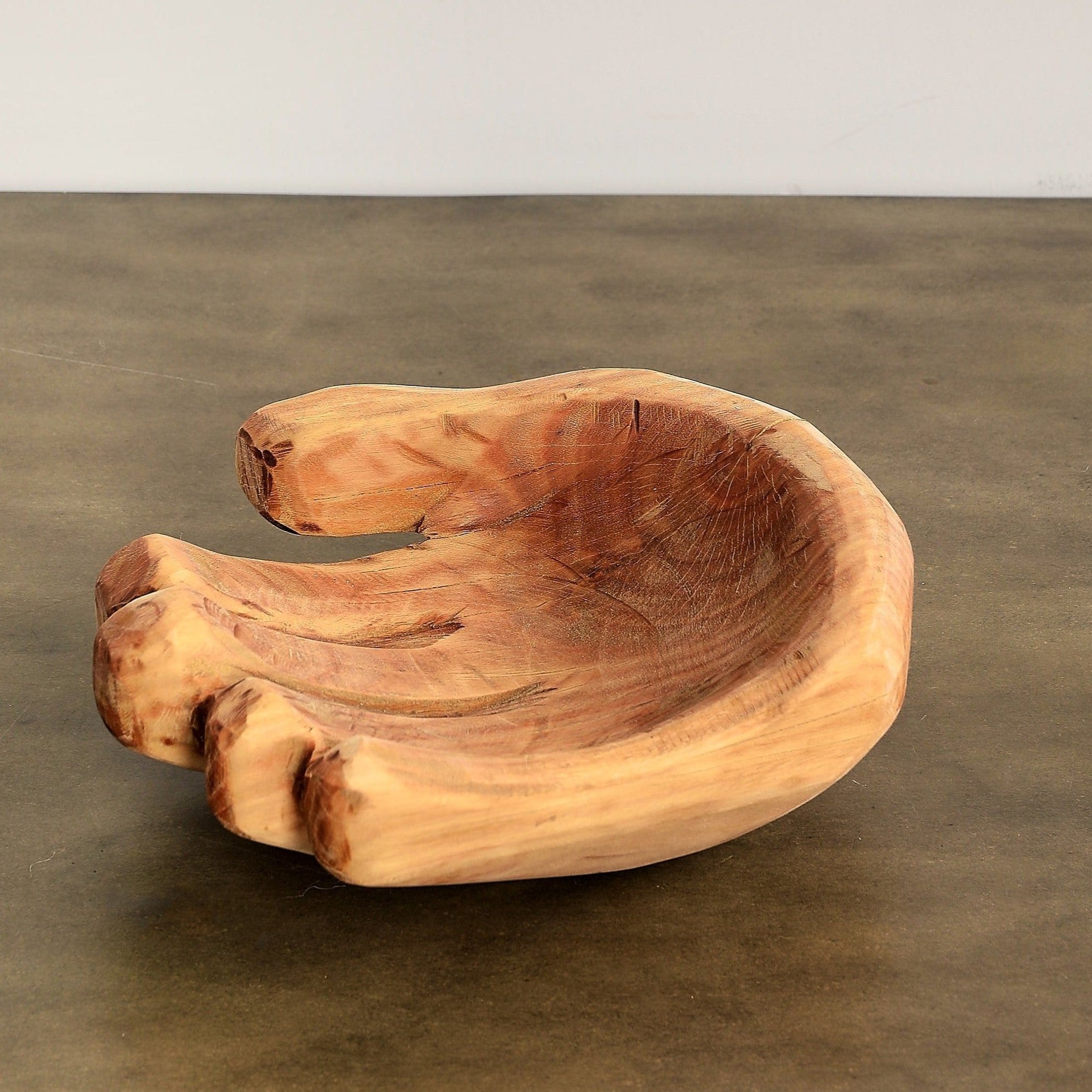 Cupped Hand Natural Eucalyptus Wood Bowl Sculpture