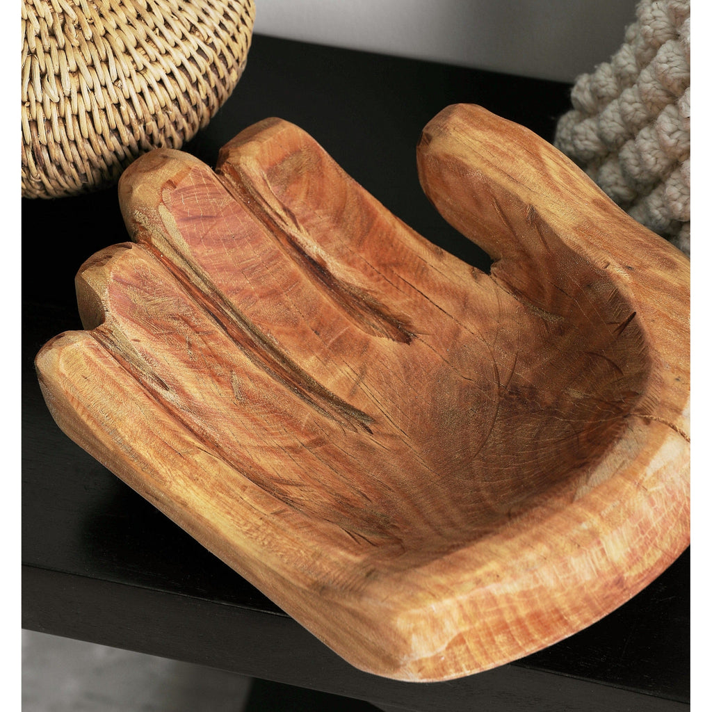 Cupped Hand Natural Eucalyptus Wood Bowl Sculpture