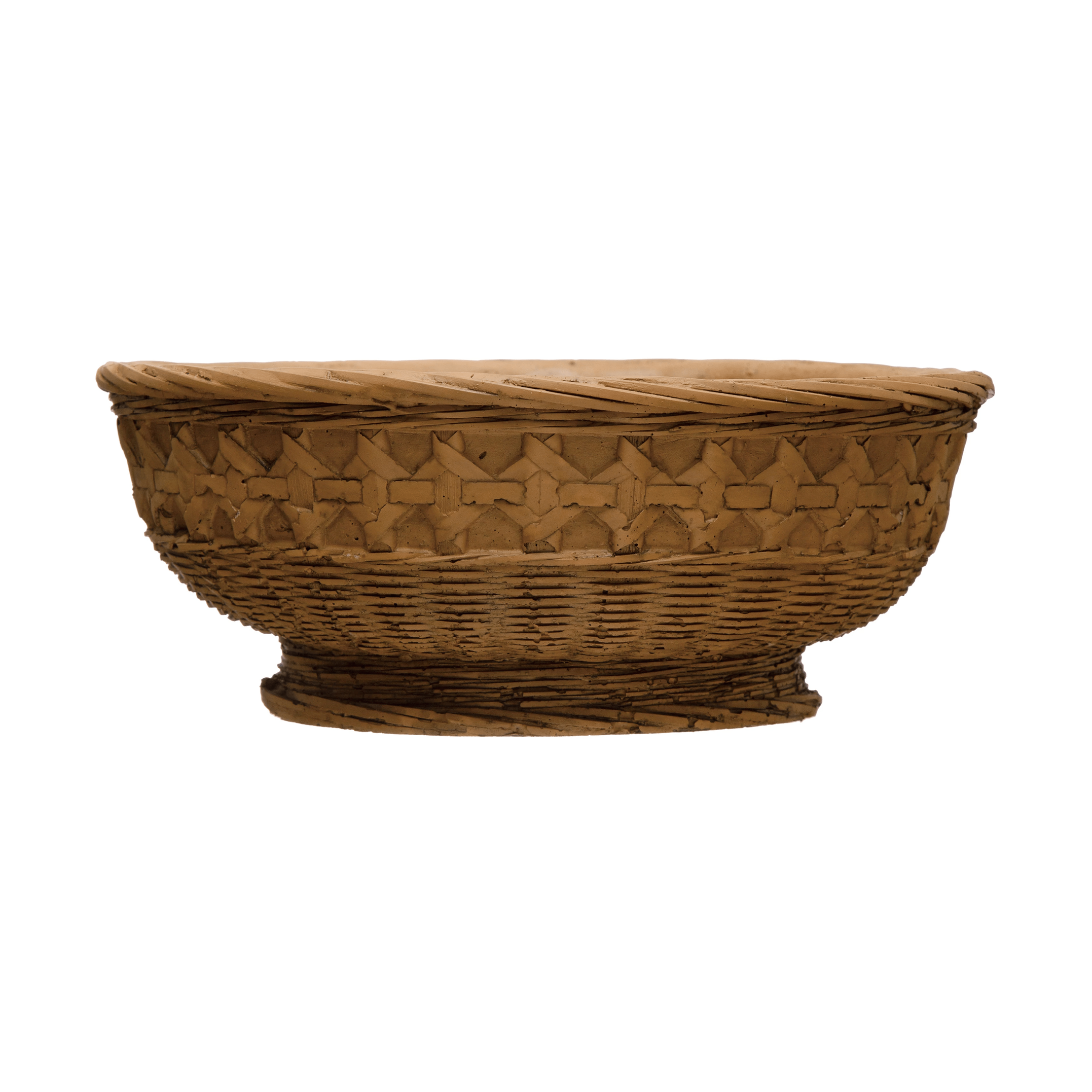 Decorative Debossed Cement Bowl / Planter, Woven Design
