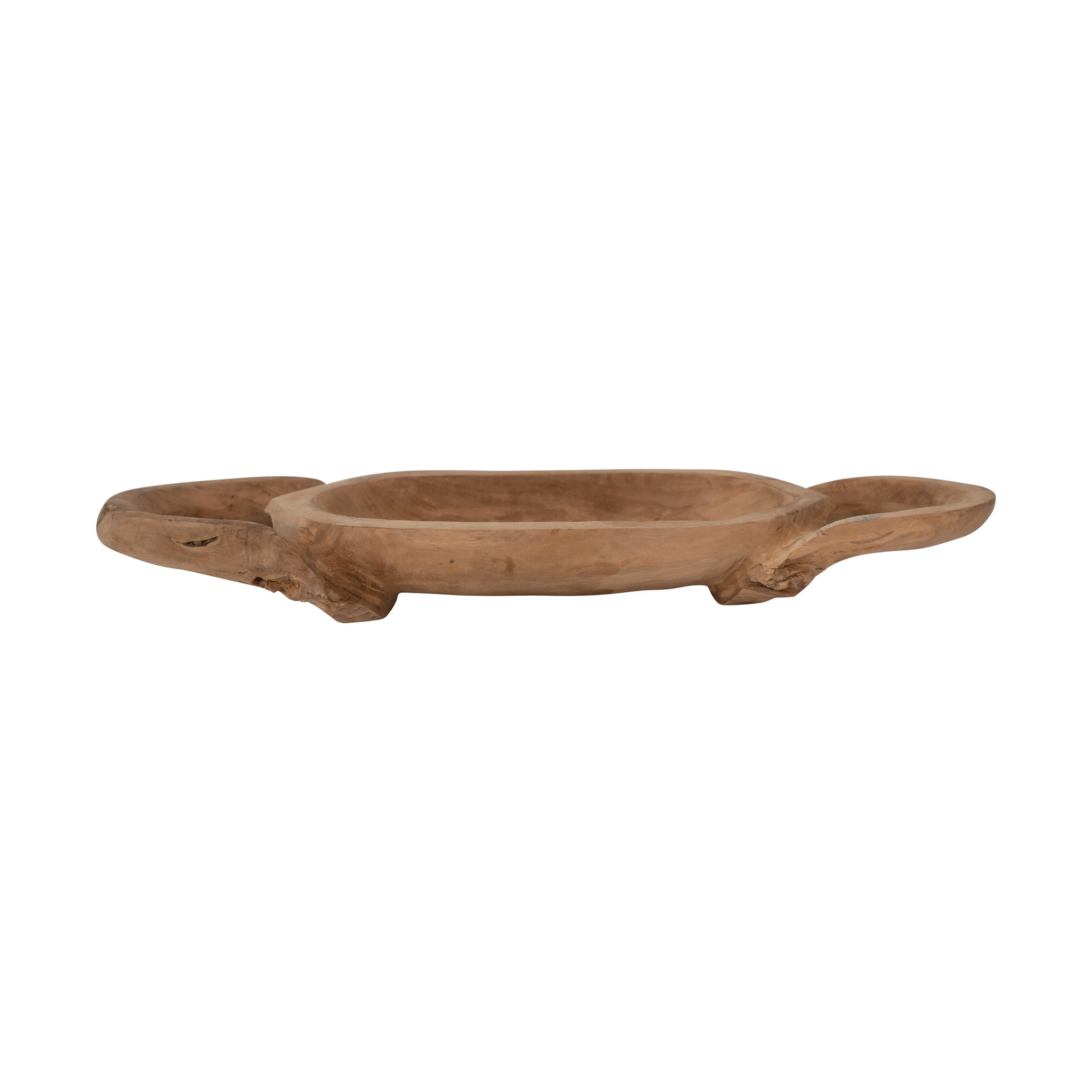 Decorative Hand-Carved Teakwood Tray with Handles