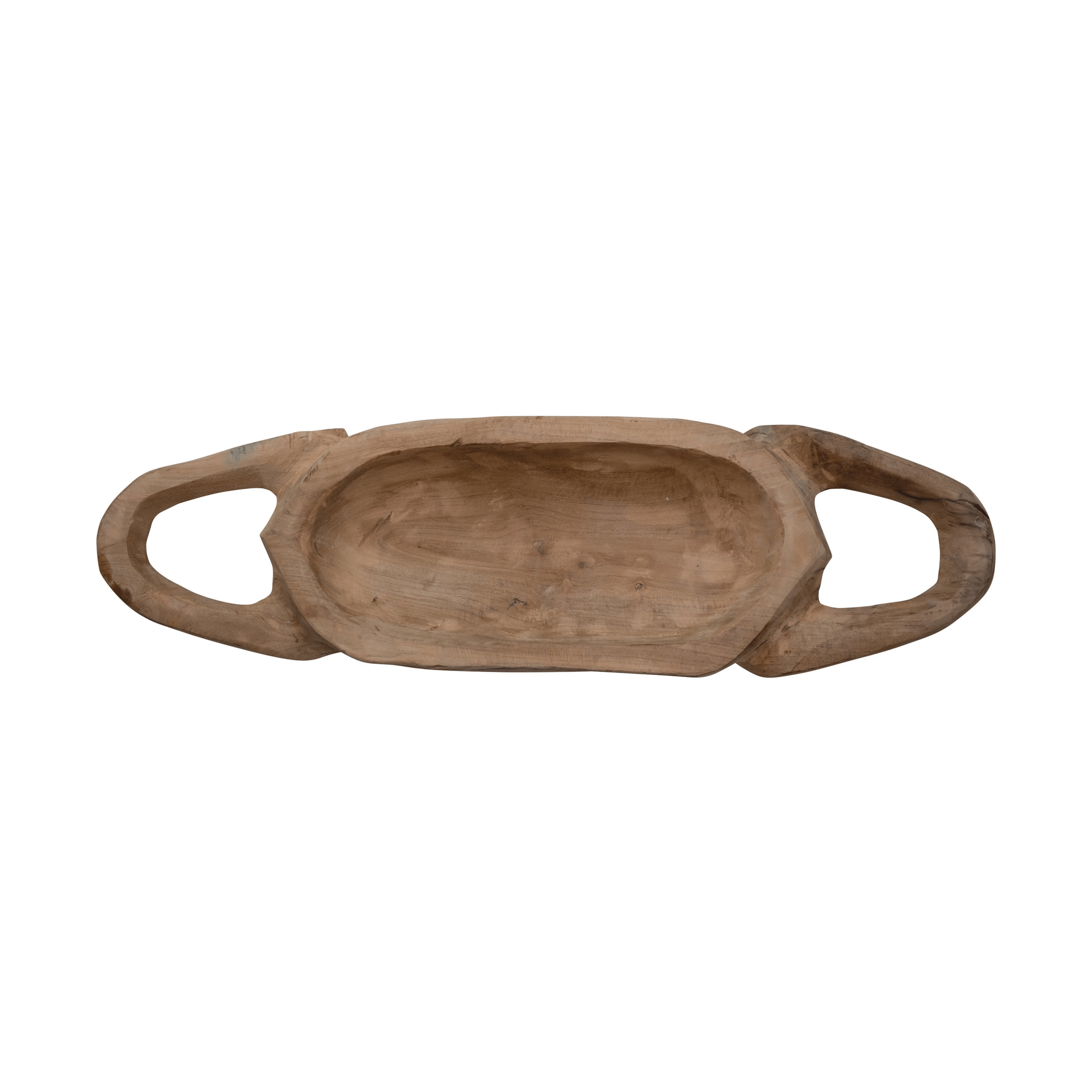 Decorative Hand-Carved Teakwood Tray with Handles