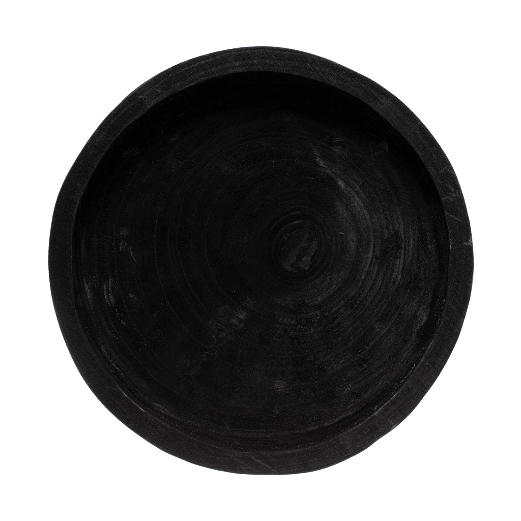 Decorative Paulownia Wood Footed Tray, Black