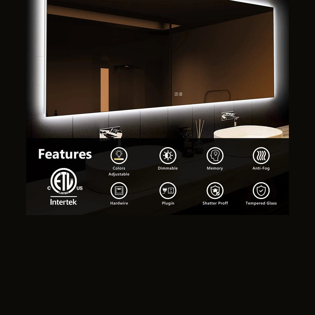 Deluxe Sleek Backlit LED Bathroom Mirror