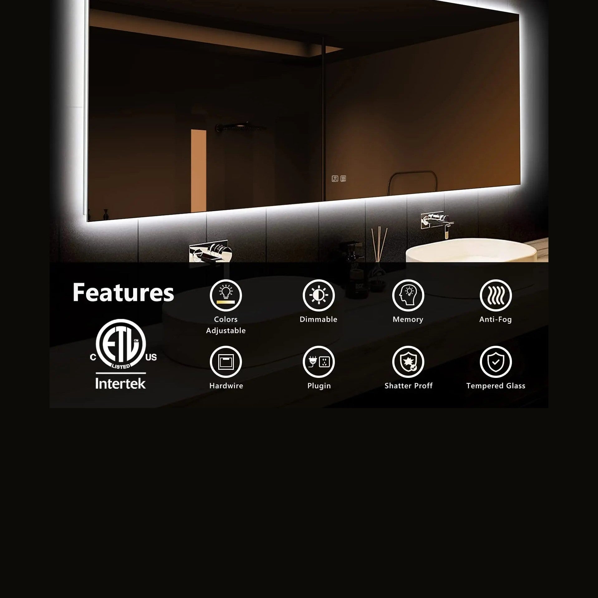 Deluxe Sleek Backlit LED Bathroom Mirror