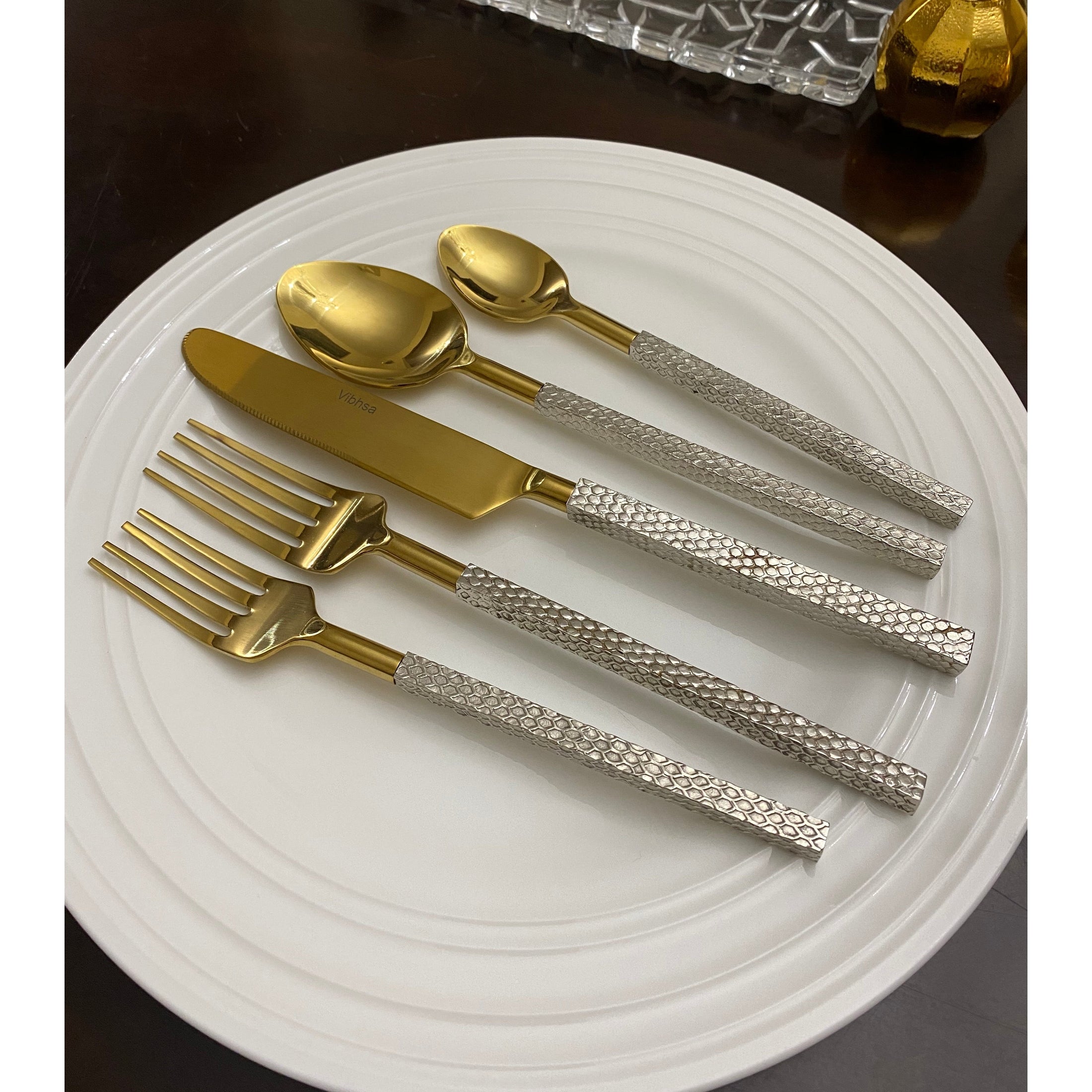 Designer Stainless Flatware Set Deluxe Elite | Vibhsa