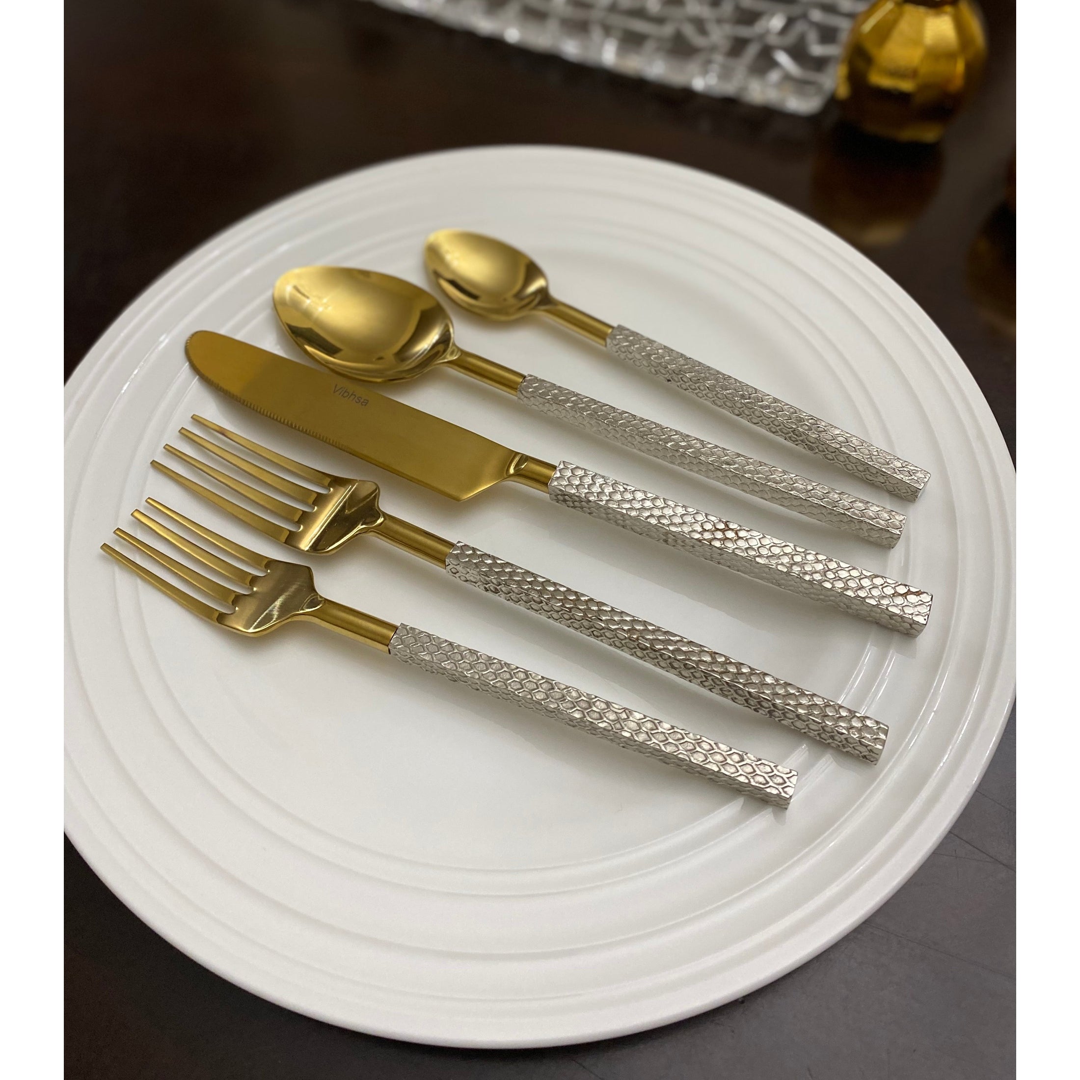 Designer Stainless Flatware Set Deluxe Elite | Vibhsa