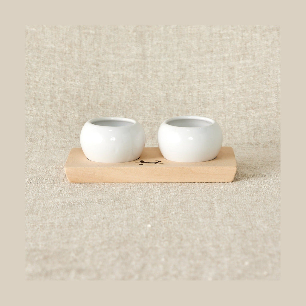 Dipping & Spice Wooden and Ceramic Bowl Pair