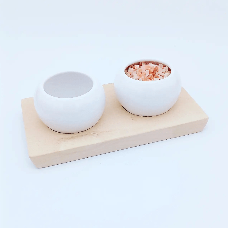 Dipping & Spice Wooden and Ceramic Bowl Pair