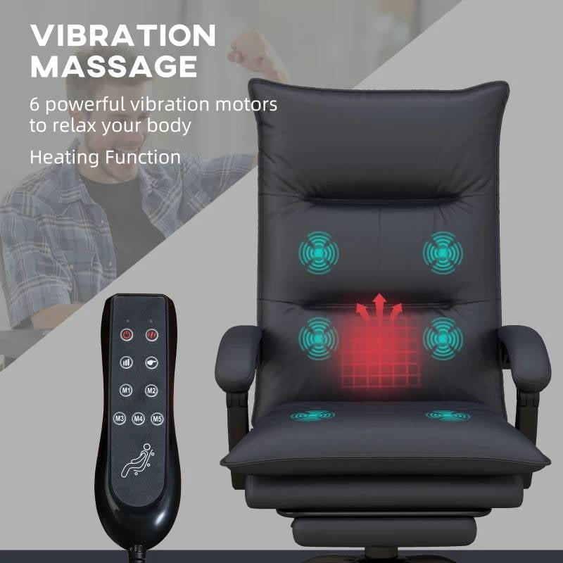 Double Padded Office Chair | Heated Massage With Six Point Vibration by HomePacific