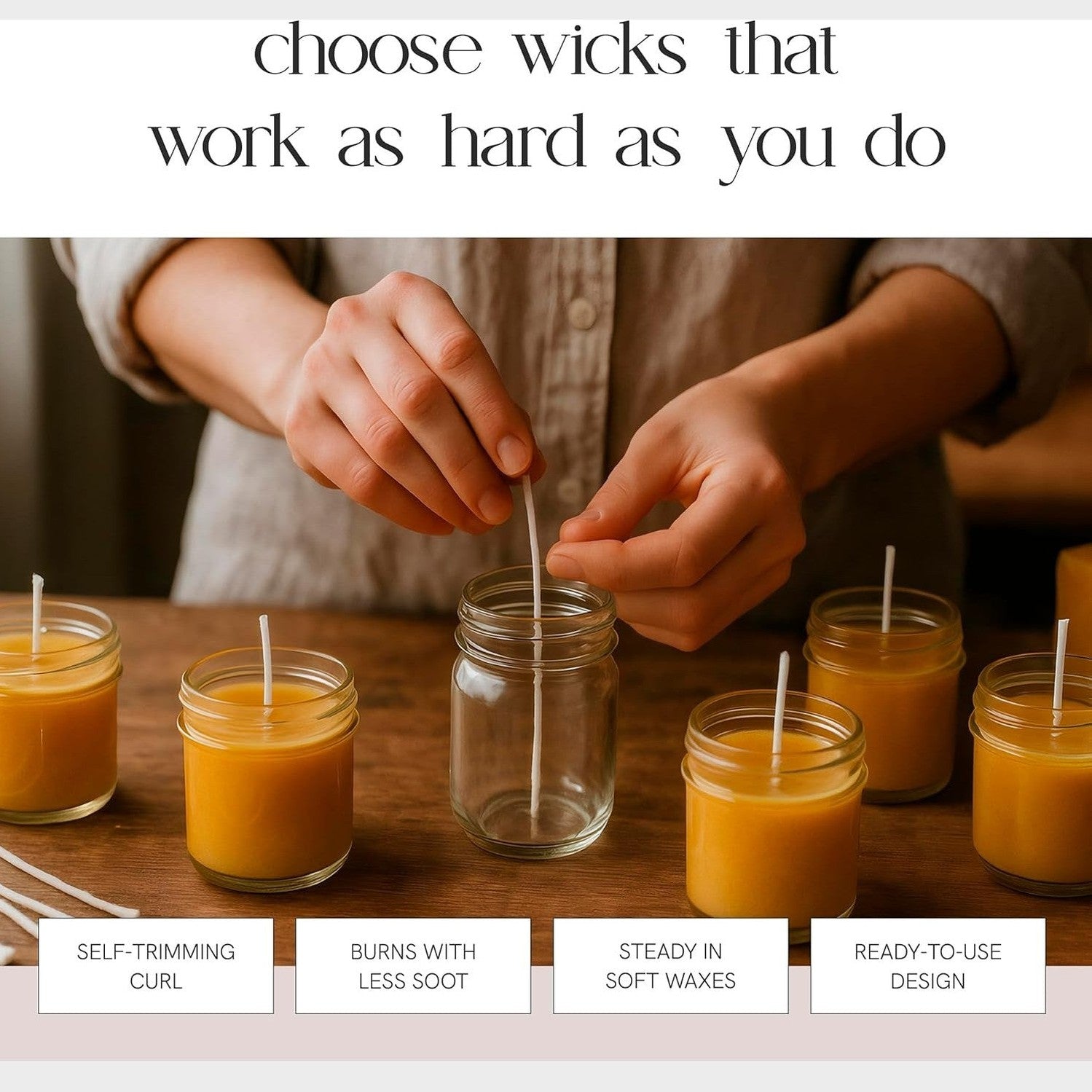 ECO Wicks, 6" Length Pack of 100